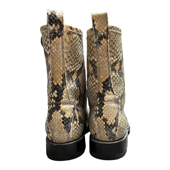 FRYE Veronica Snakeskin Embossed Leather Lace Up Combat Boot Tan Black SIZE 8 - Picture 5 of 8